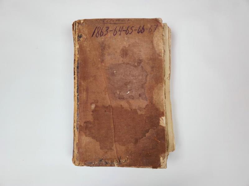 Книга метрическая с. Сергиевск с 1863-1867 гг. Фото взято с сайта goskatalog.ru для иллюстрации статьи.
