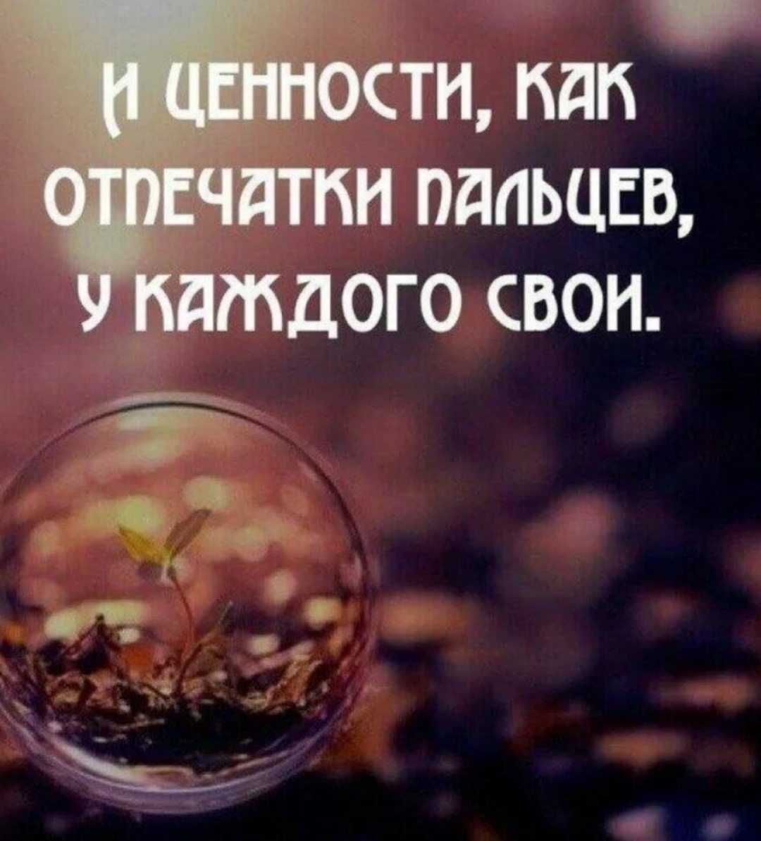 Да, ценности у каждого свои, но в том плане, что каждый набрал себе разных по нраву и в разных соотношениях, которые как бы "лежали в двух корзинах": материальной и духовной... А кто-то может и набрал только из одной. 