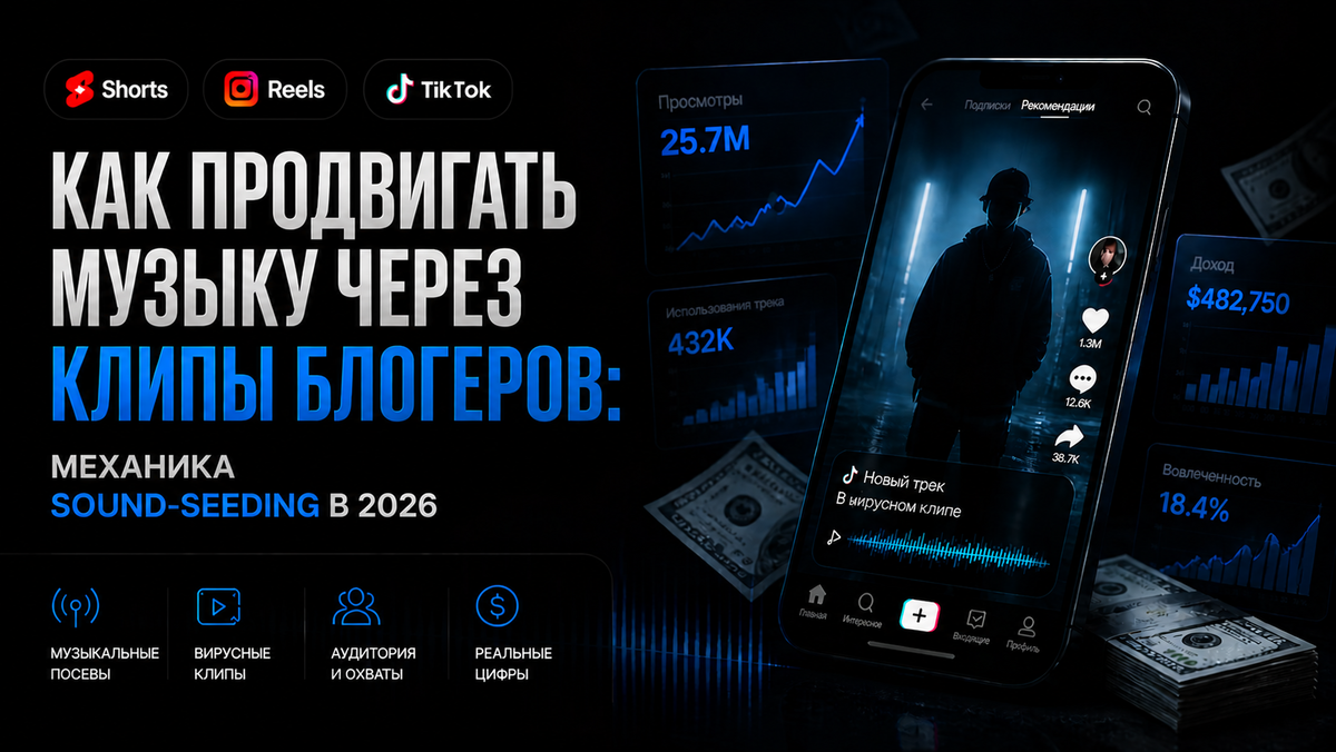 Продвижение музыки через короткие видео TikTok, Shorts, Reels