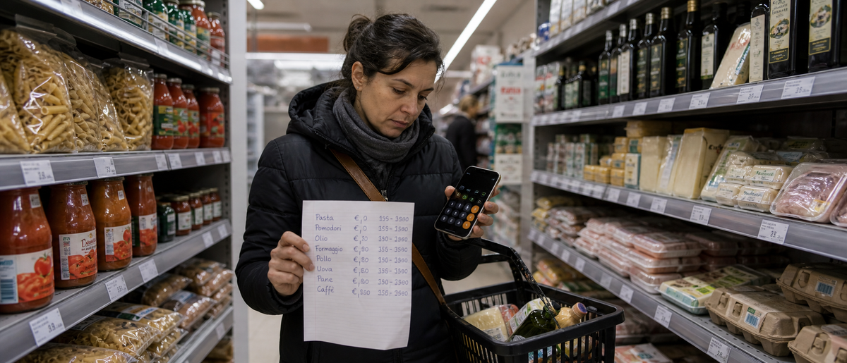 итальянский супермаркет может выглядеть уютно, но касса всё равно говорит сухим языком цифр