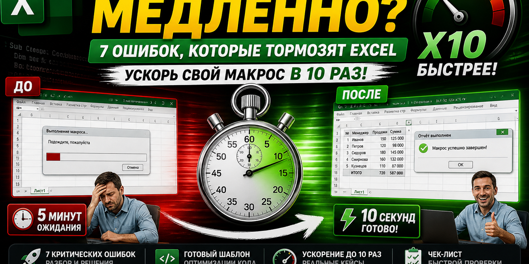 Почему макрос в Excel работает медленно — 7 ошибок, которые тормозят VBA
