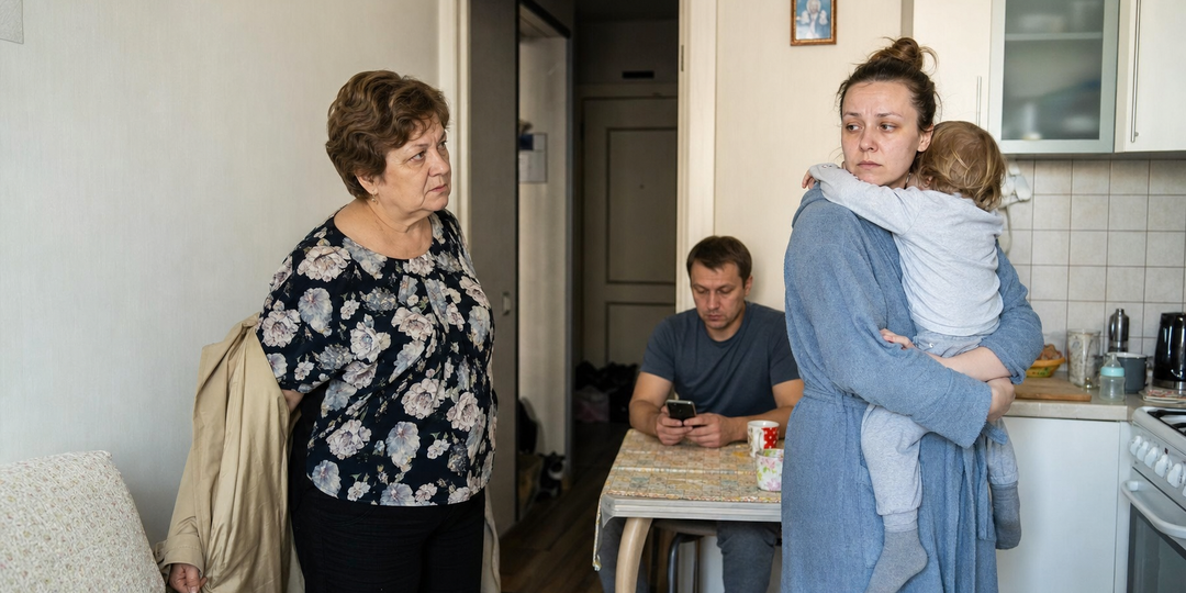 Мать сняла плащ, посмотрела на дочь и выдала: Ты бы хоть припудрилась, пока муж не ушел.