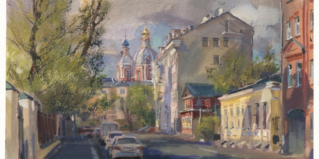 20260502 Голиковский переулок / Golikovsky Lane, Moscow / 27,5x37 / gouache plein air painting