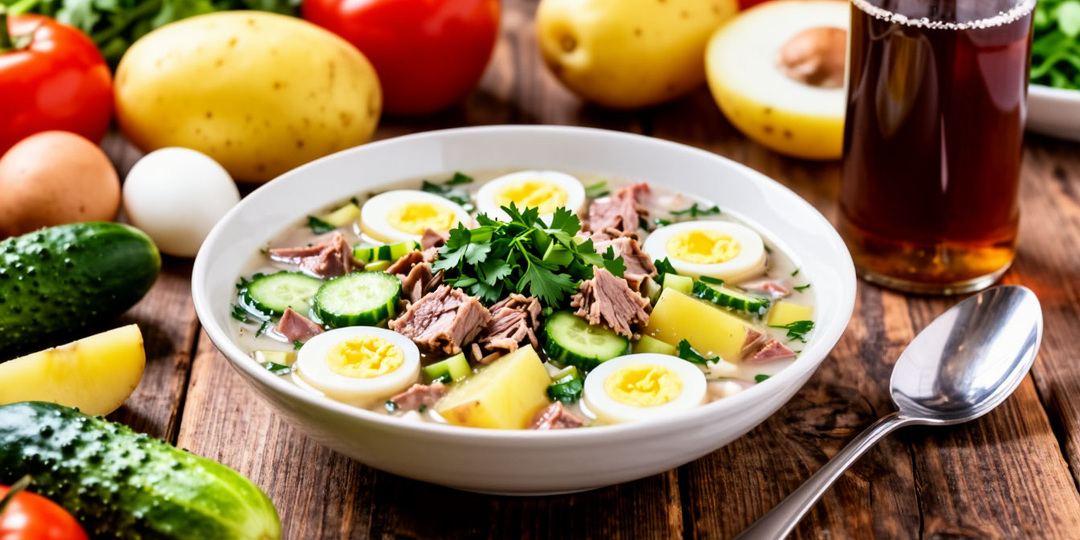 Окрошка на квасе с мясом: пять классических рецептов
