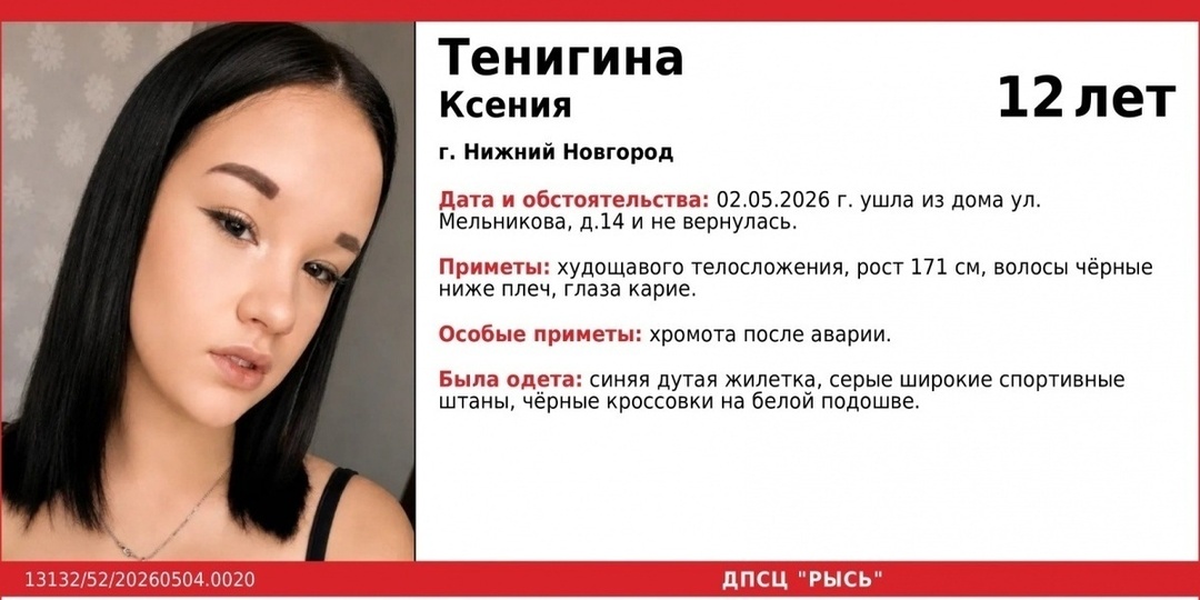 12-летнюю девочку ищут в Нижнем Новгороде
