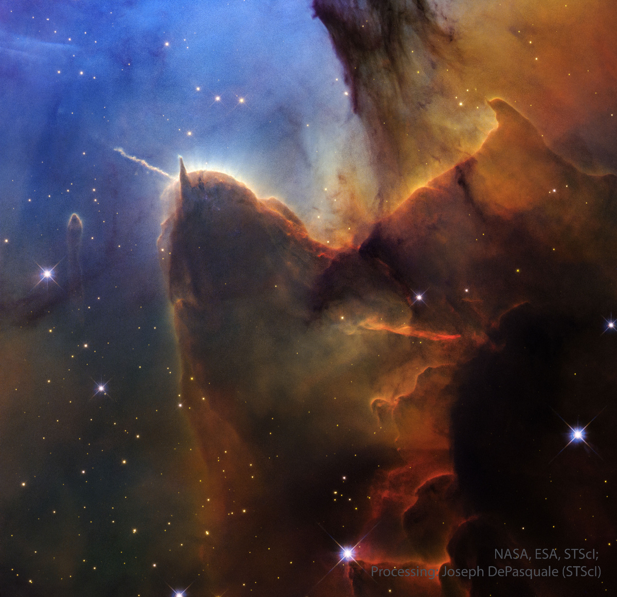 Часть Трёхраздельной туманности M20. Источник: NASA, ESA, STScI; Processing: J. DePasquale (STScI)