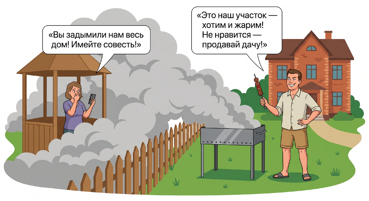 «Не нравится — продавай дачу»: соседи жарят шашлыки каждые выходные. Я всего лишь попросила переставить мангал на 3 метра, а меня обвинили в том, что я лезу не в своё дело