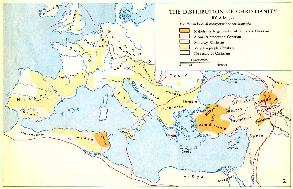 Распространение раннего христианства к III веку н. э.