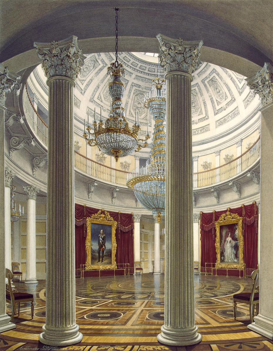 Гау Э.П., Вид Ротонды в Зимнем дворце. Источник: www.hermitagemuseum.org