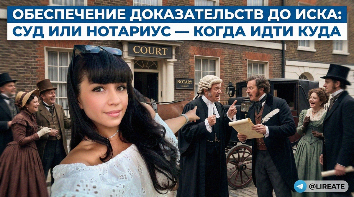    Картинка, иллюстрирующая процесс обеспечения доказательств до обращения в суд Лирейт