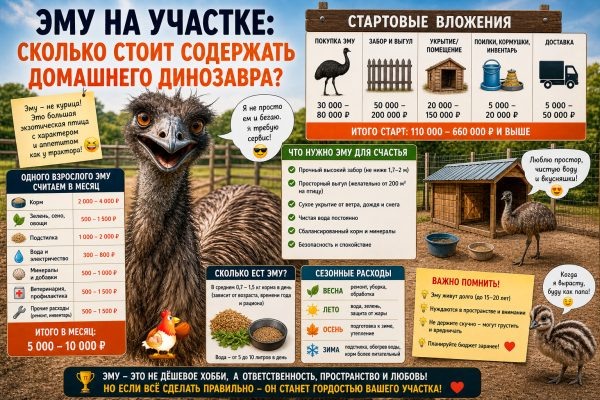 Домашний динозавр на участке – сколько стоит содержать эму, который смотрит в душу и ест как маленький трактор
