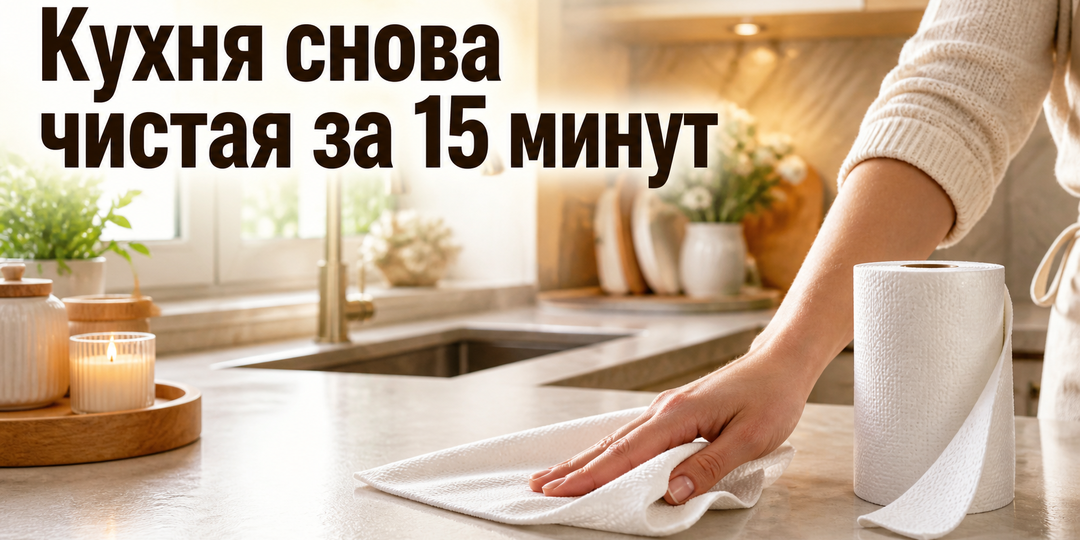 Кухня снова чистая за 15 минут: простой способ уборки, когда сил уже нет