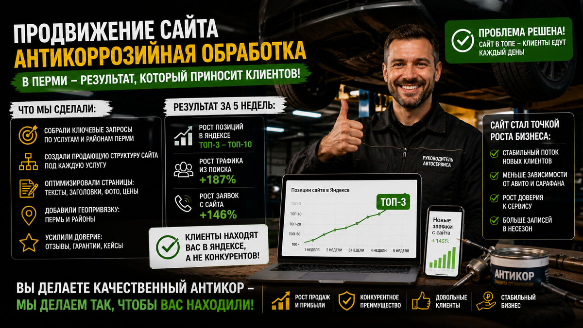 Антикоррозийная обработка автомобиля в Перми: почему спрос есть, а ваш сервис в Яндексе не находят