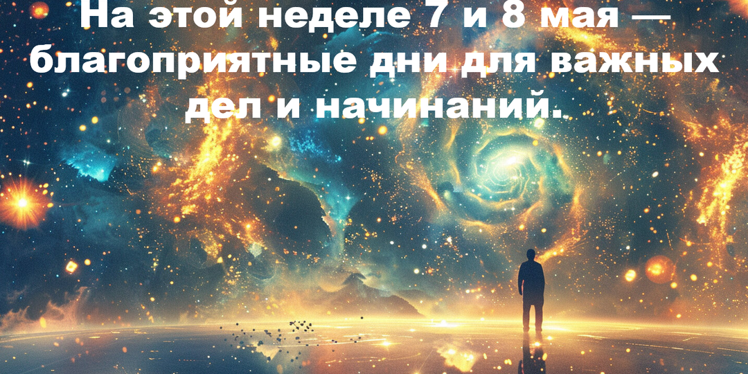 На этой неделе 7 и 8 мая — благоприятные дни для важных дел и начинаний.