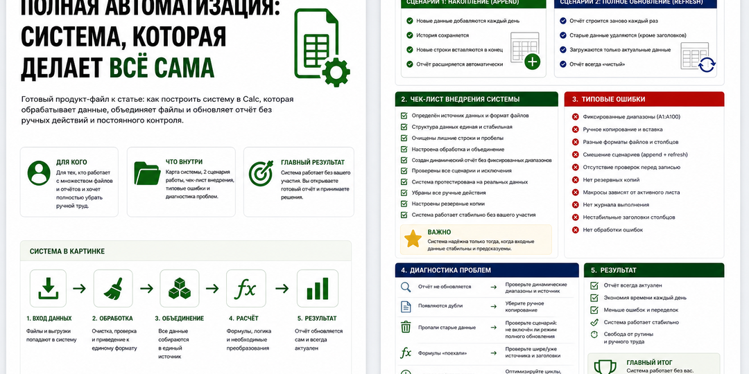 Полная автоматизация в LibreOffice Calc — система без ручной работы