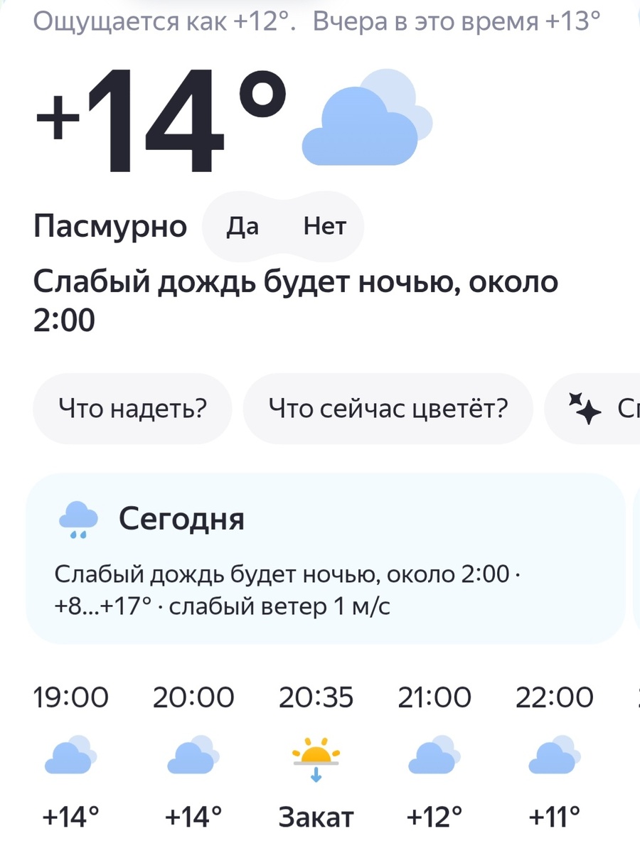 Скрин прогноза погоды