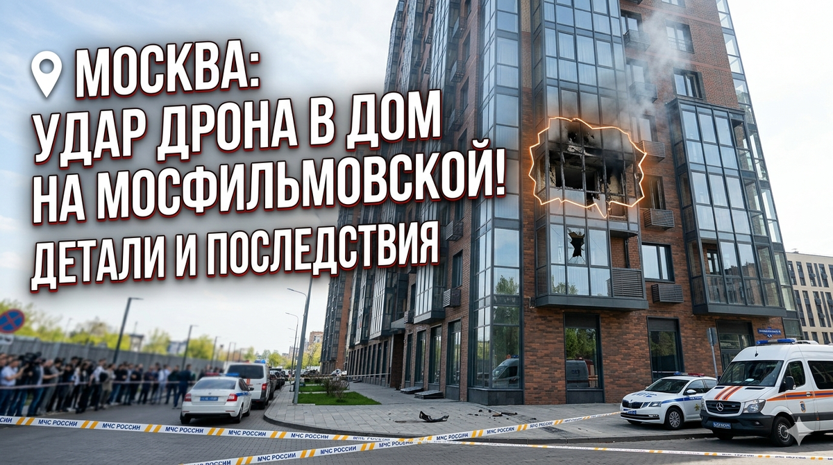 Срочно: Дрон врезался в элитный ЖК на Мосфильмовской. Что сейчас происходит в Москве?