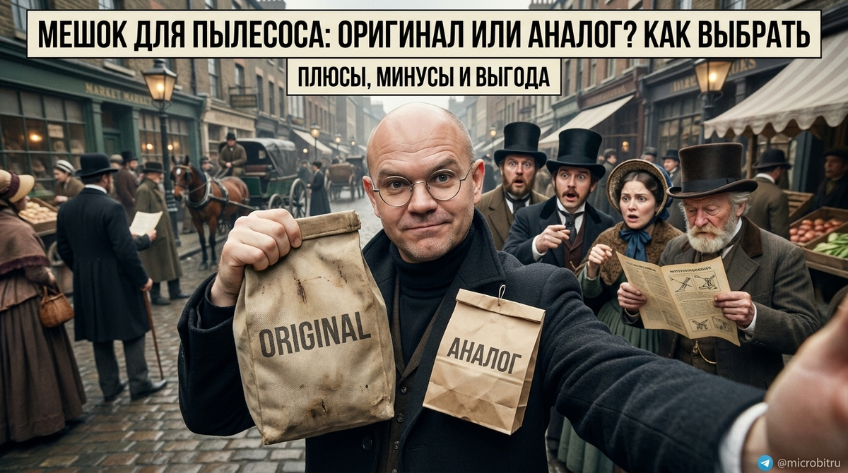    Выбор между оригинальным и аналоговым мешком для пылесоса. as7