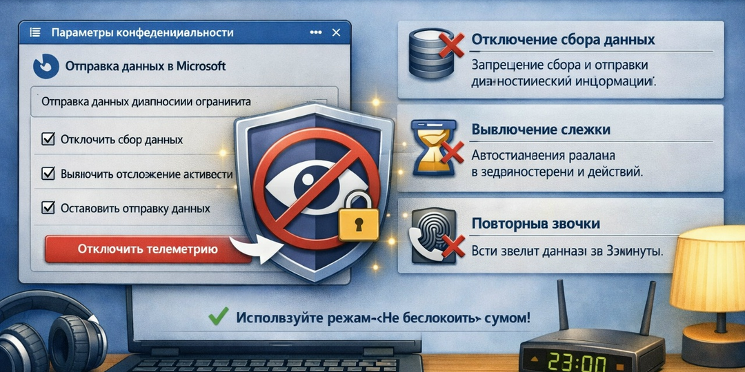 🛡️ Как убрать телеметрию и слежку Microsoft за 1 клик: главный гайд по приватности