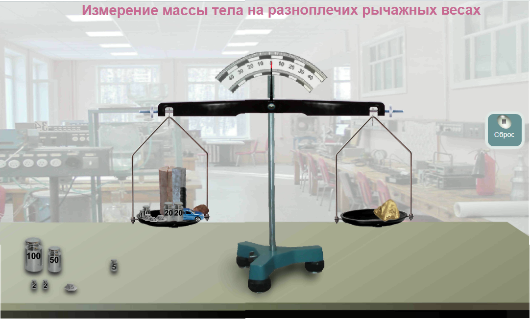 Измерение массы тела на разноплечих рычажных весах