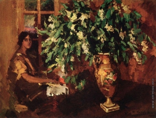 К. А. Коровин «Черёмуха», 1914 год. Картон, дублированный на холст. Размеры: 64,3 х 85 см. Фото картины взято из открытого источника.

