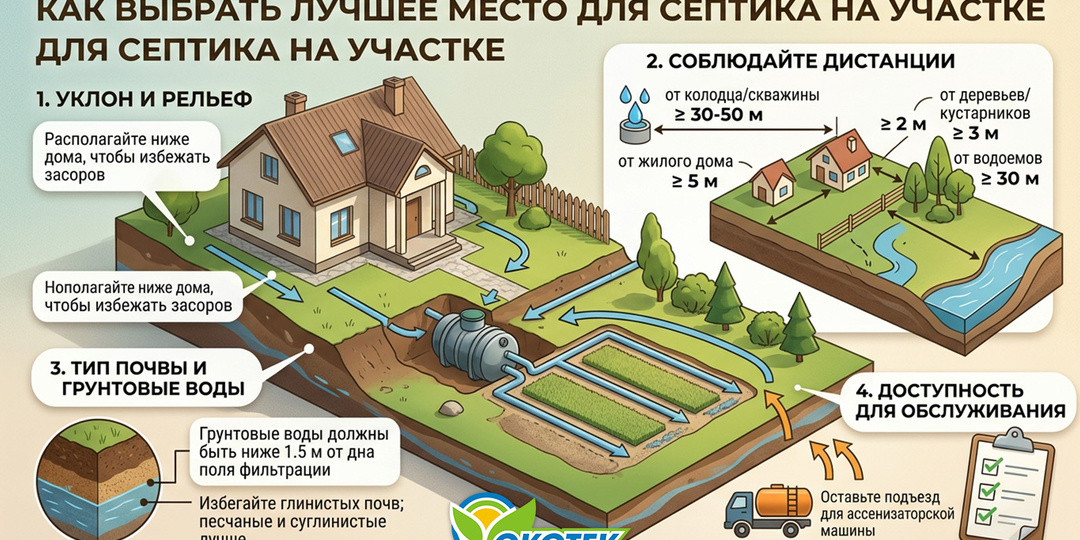 Как определить лучшее место для септика на участке?