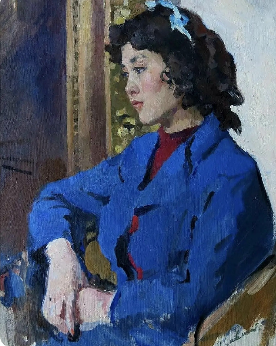 Глеб Савинов. «Портрет девушки с тёмными волосами». 1951