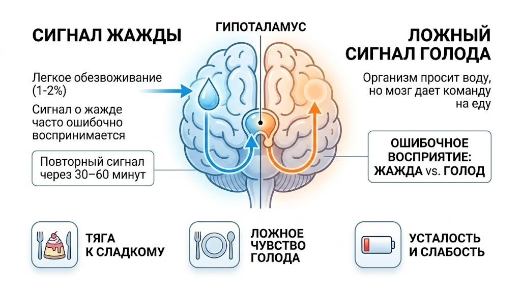 путаница голода и жажды встречается заметно чаще. Я их вижу почти каждую смену в аптеке