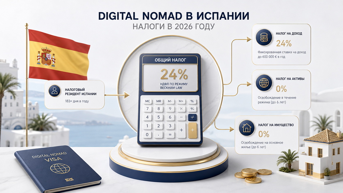 Digital Nomad Visa Испании 2026 - почему 24% налогов не вся правда