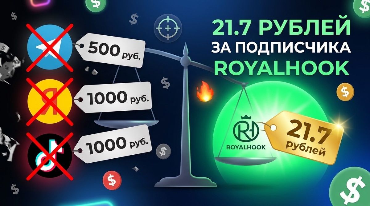 Реклама в RoyalHook: мой тест показал цену подписчика 21,7 ₽. Это дешево или дорого?