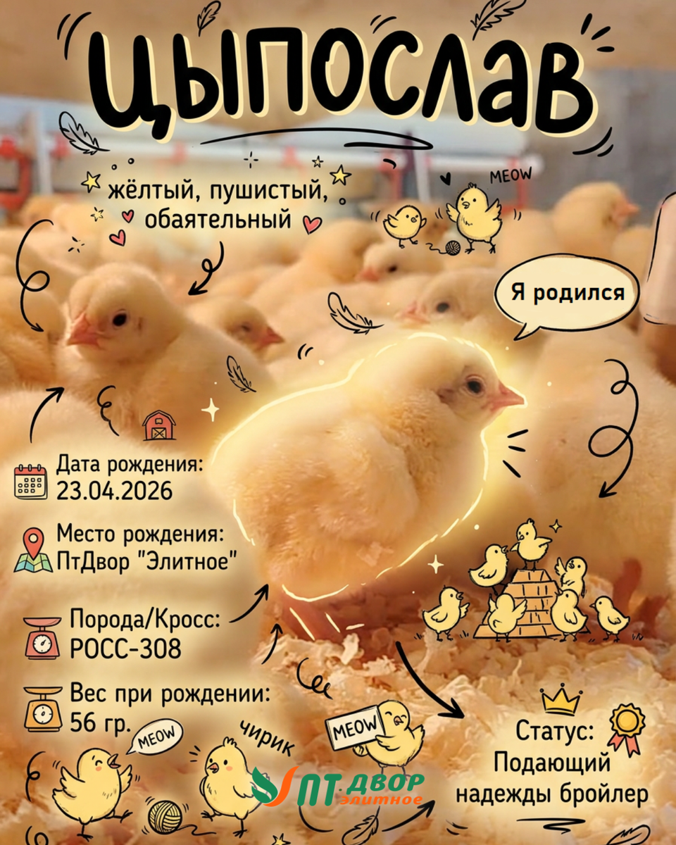 Цыпослав. Инфографика по суточному бройлеру