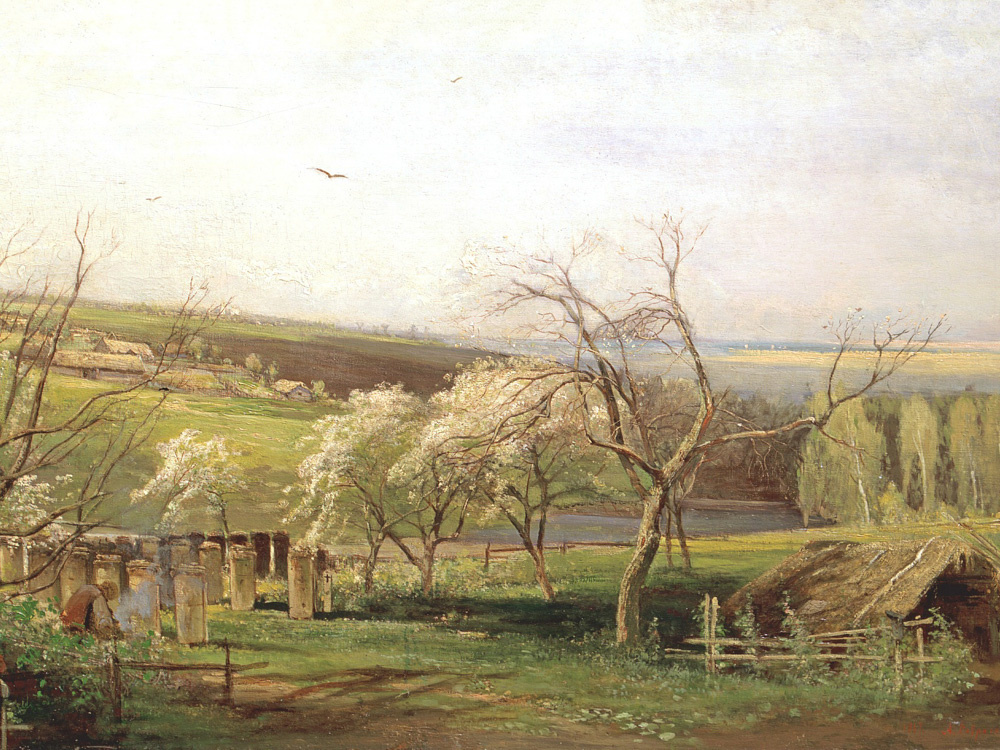 Картина А. Саврасова «Сельский вид» (1867). Артикул на сайте ananasposter.ru: 124755