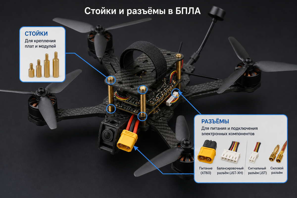 Важные стойки и разъемы БПЛА