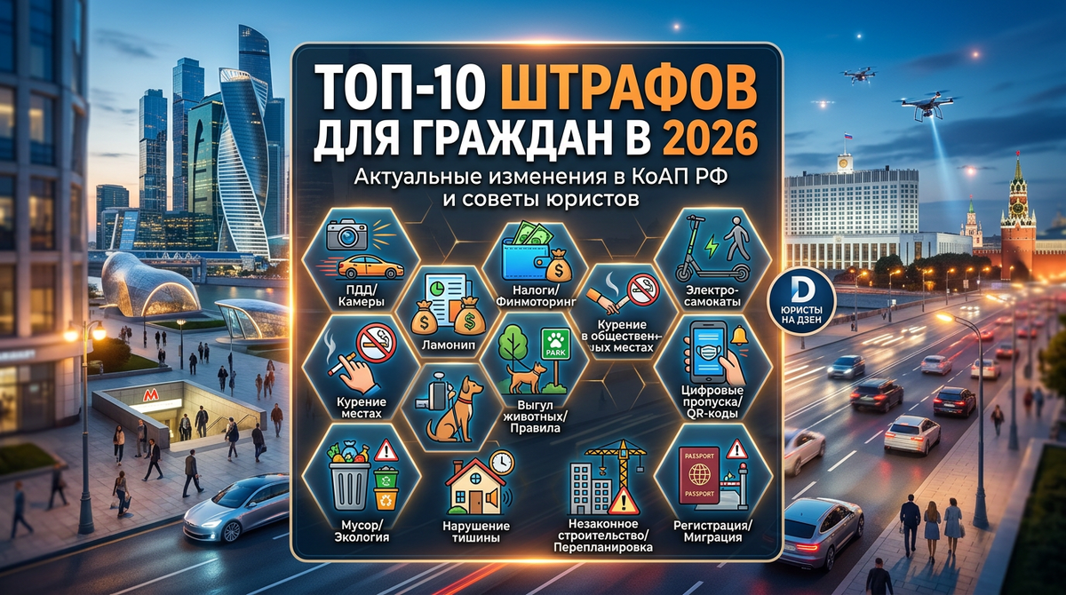 Топ-10 штрафов для граждан в 2026