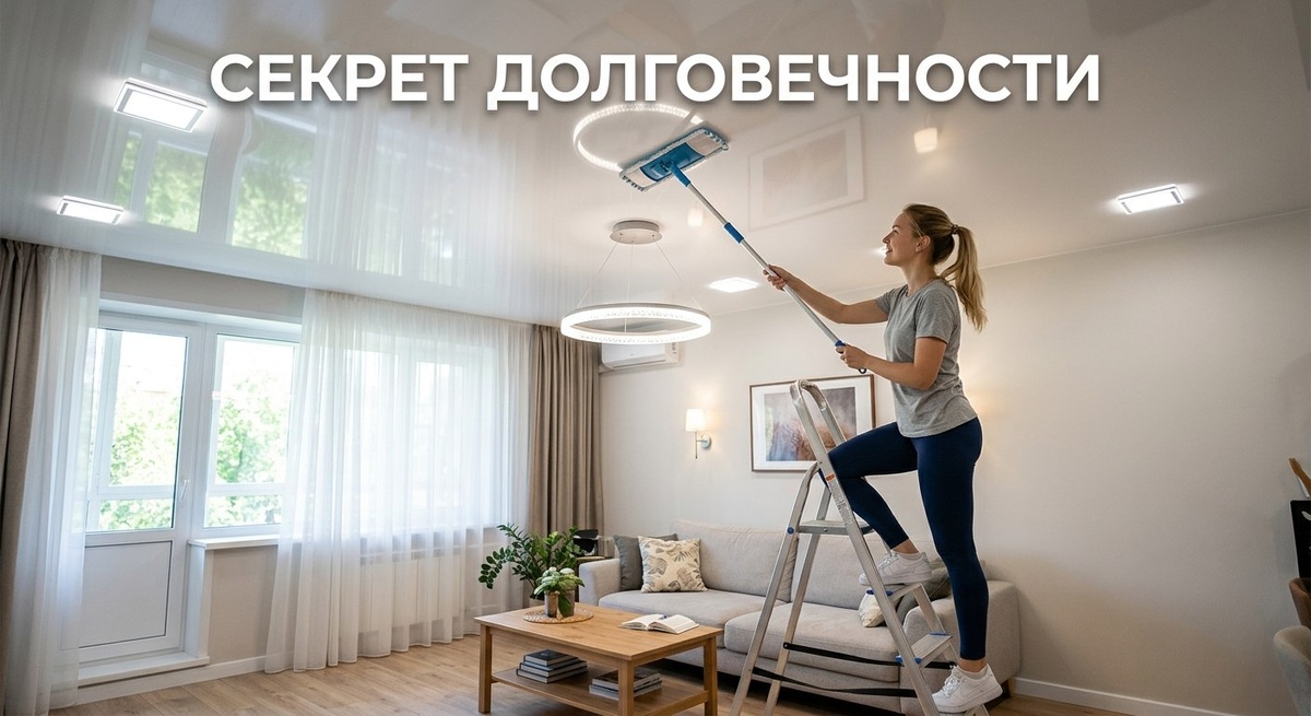 Пример ухода за потолком DEKEN.