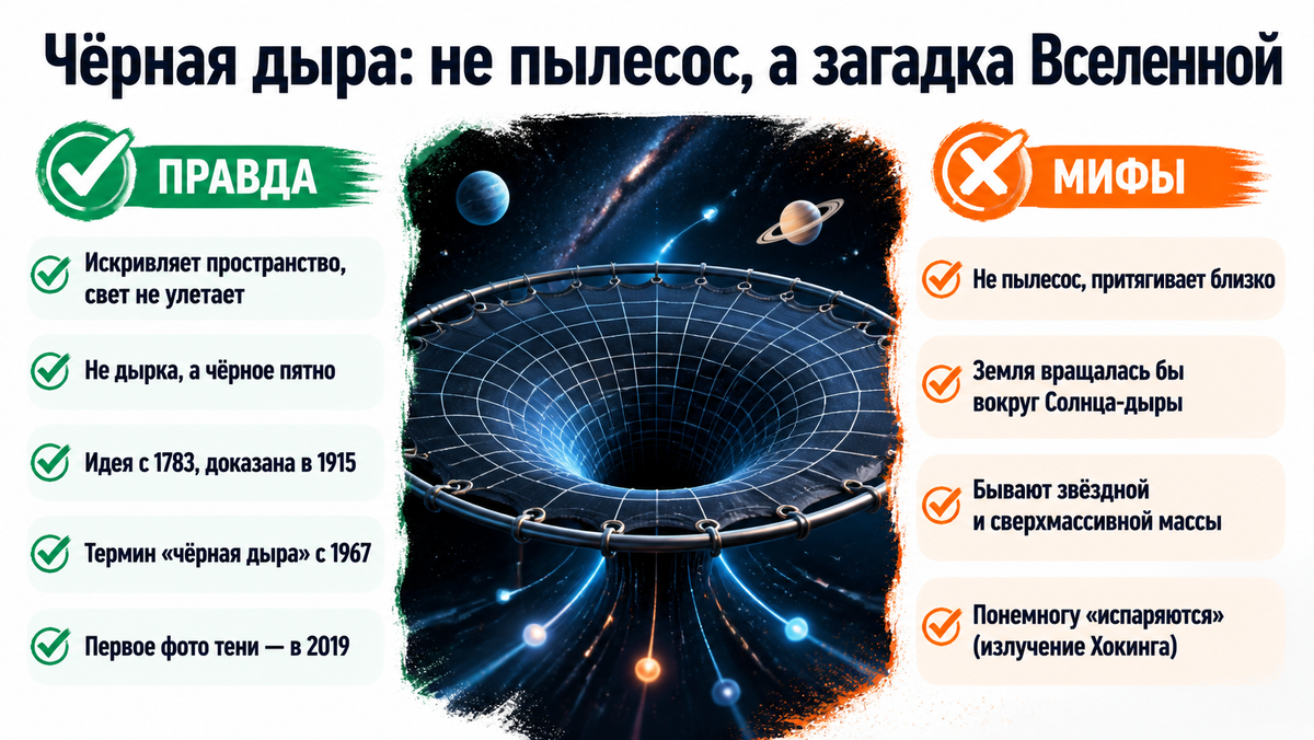 Чёрная дыра: не пылесос, а загадка Вселенной  📷
