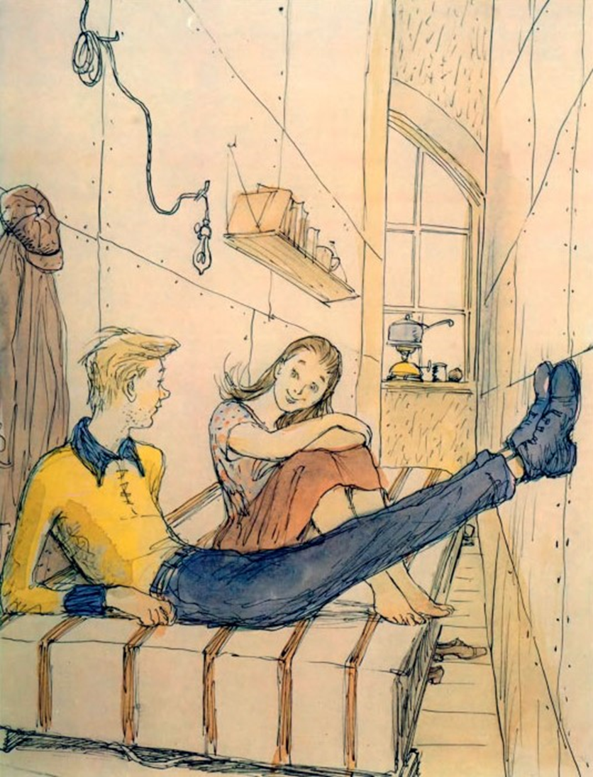 Рис.2. Коля и Лиза в комнате общежития. 12 стульев. (8, с.102)