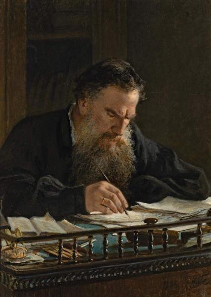 Николай Ге. Лев Толстой за письменным столом. 1884. Государственный Русский музей, Санкт-Петербург