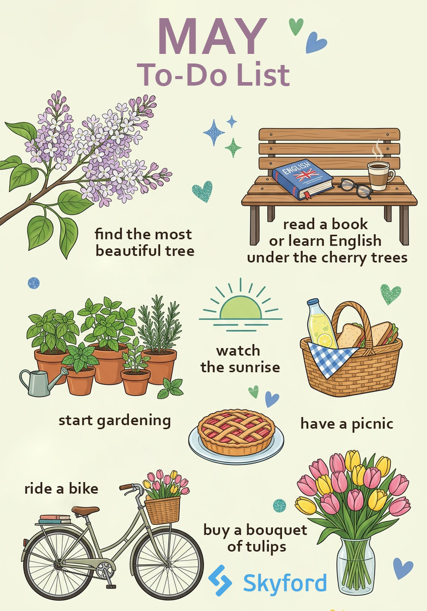 Список дел на май May to-do list