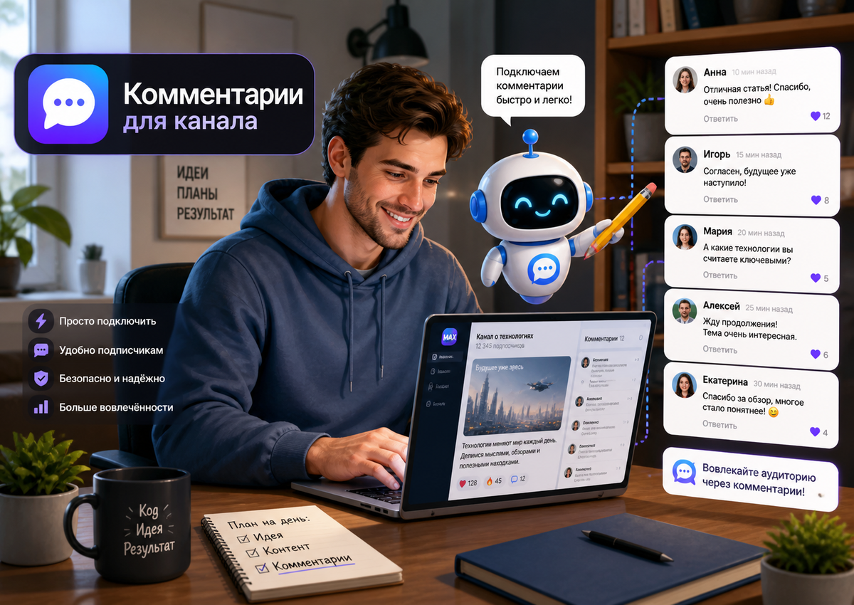 Как включить комментарии в канале MAX