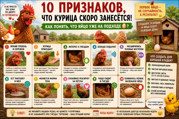 10 признаков, что курица скоро занесётся – как понять, что яйцо уже на подходе 🥚🥚🥚