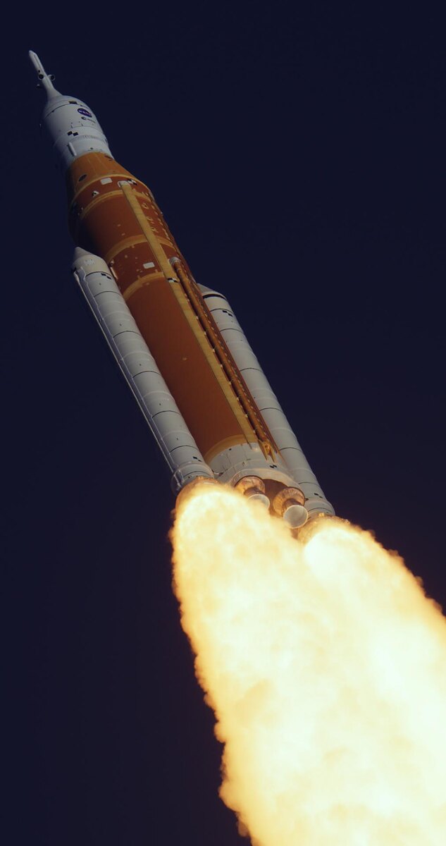 Запуск Artemis II (на ракете SLS). NASA
