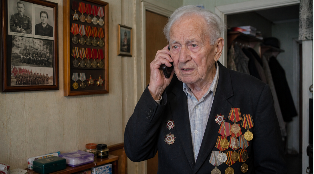 Это условная картинка, а не реальный ветеран, пострадавший от мошенников)