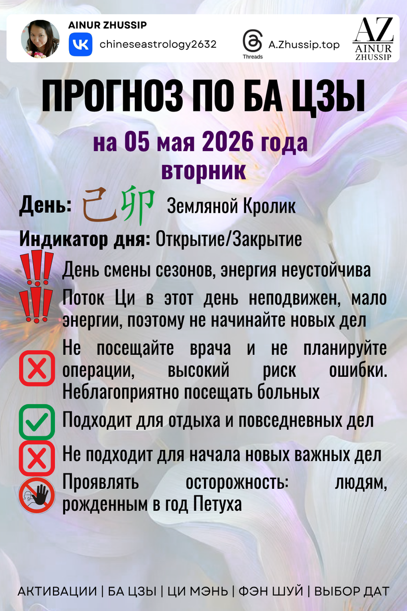 Прогноз по Ба Цзы на 05.05.2026 г.