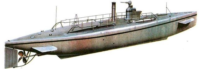 Французская подводная лодка Narwhal 1900 года использовала паровую машину для движения на поверхности и электродвигатели, подзаряжаемые от паровой установки, для движения под водой