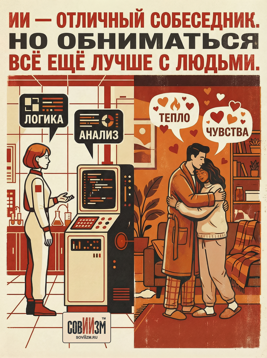 ИИ — отличный собеседник. Но обниматься всё ещё лучше с людьми.