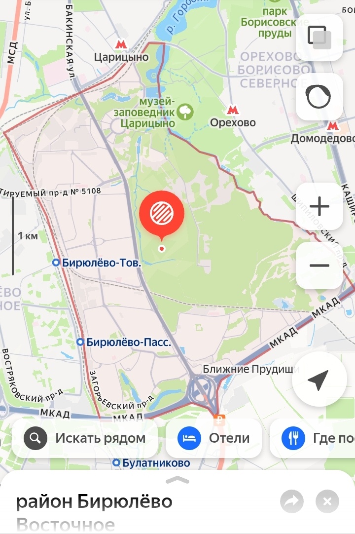 Район Бирюлево-Восточное. Как видите, в район входит часть музея Царицыно. Отсюда: ,,Яндекс.Карты" . Пролистайте вниз для того, чтобы увидеть следующие картинки.