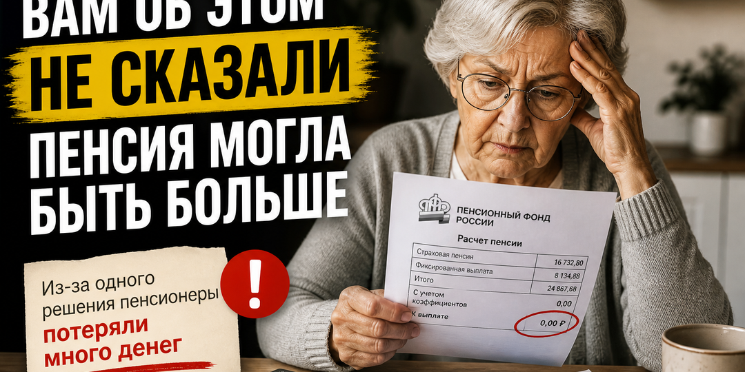 ИЗ-ЗА ОДНОГО РЕШЕНИЯ ПЕНСИОНЕРЫ ПОТЕРЯЛИ МНОГО ДЕНЕГ!