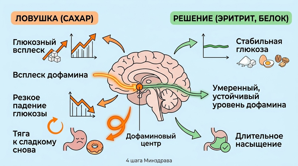 Лучший выбор: эритрит. Стевия – на пробу. Аспартам и сукралоза – только эпизодически, если нет альтернатив.