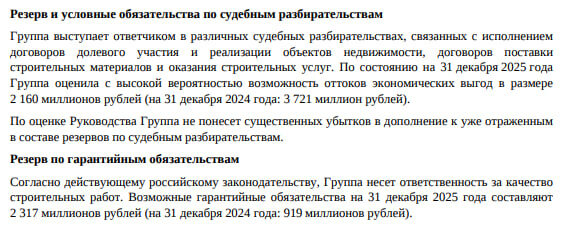 раздел резервы в отчетности ГК "ПИК"